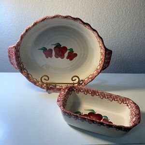 Strawberry Neher 1996 Baking 2 Vintage Dishes Farmhouse Handcrafted Recipes Red